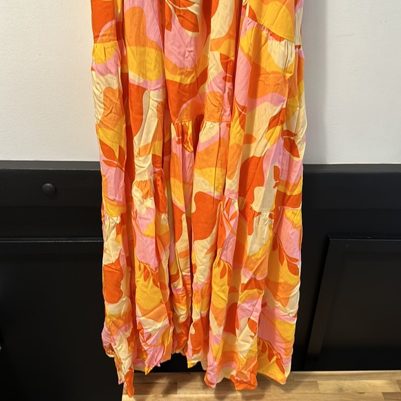 Abel The Label Anthropologie Orange Pink Boho Maxi Dress - Picture 4 of 6